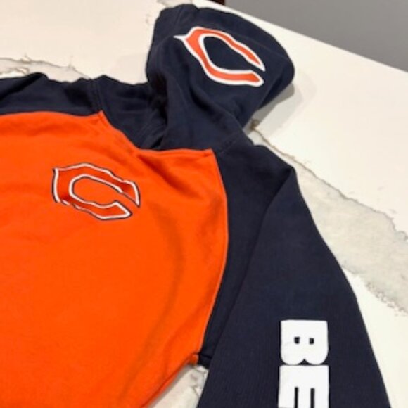 Rare Reebok NFL Chicago Bears Hoodie Sweatshirt Youth Boys L (14/16) Blue Orange - Picture 2 of 7